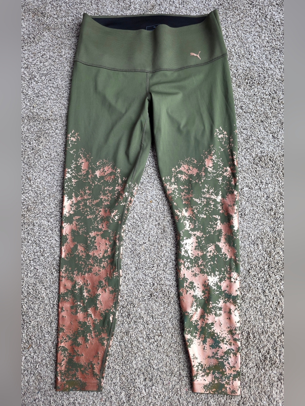 Puma Olive Green and Rose Gold Patterned Leggings